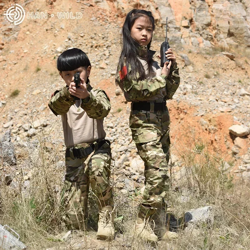 Uniforme táctico para niños, conjuntos de ropa de caza, chaquetas de senderismo de camuflaje Airsoft para niños, conjuntos de deportes al aire libre - imagen 4