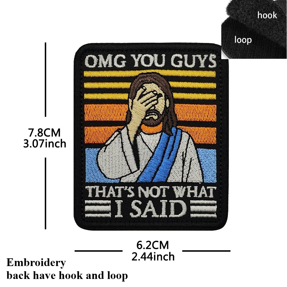 Parches bordados con refranes divertidos de Jesús para ropa, apliques de letras DIY, parches para ropa, gancho y bucle para pegatinas de ropa - imagen 4