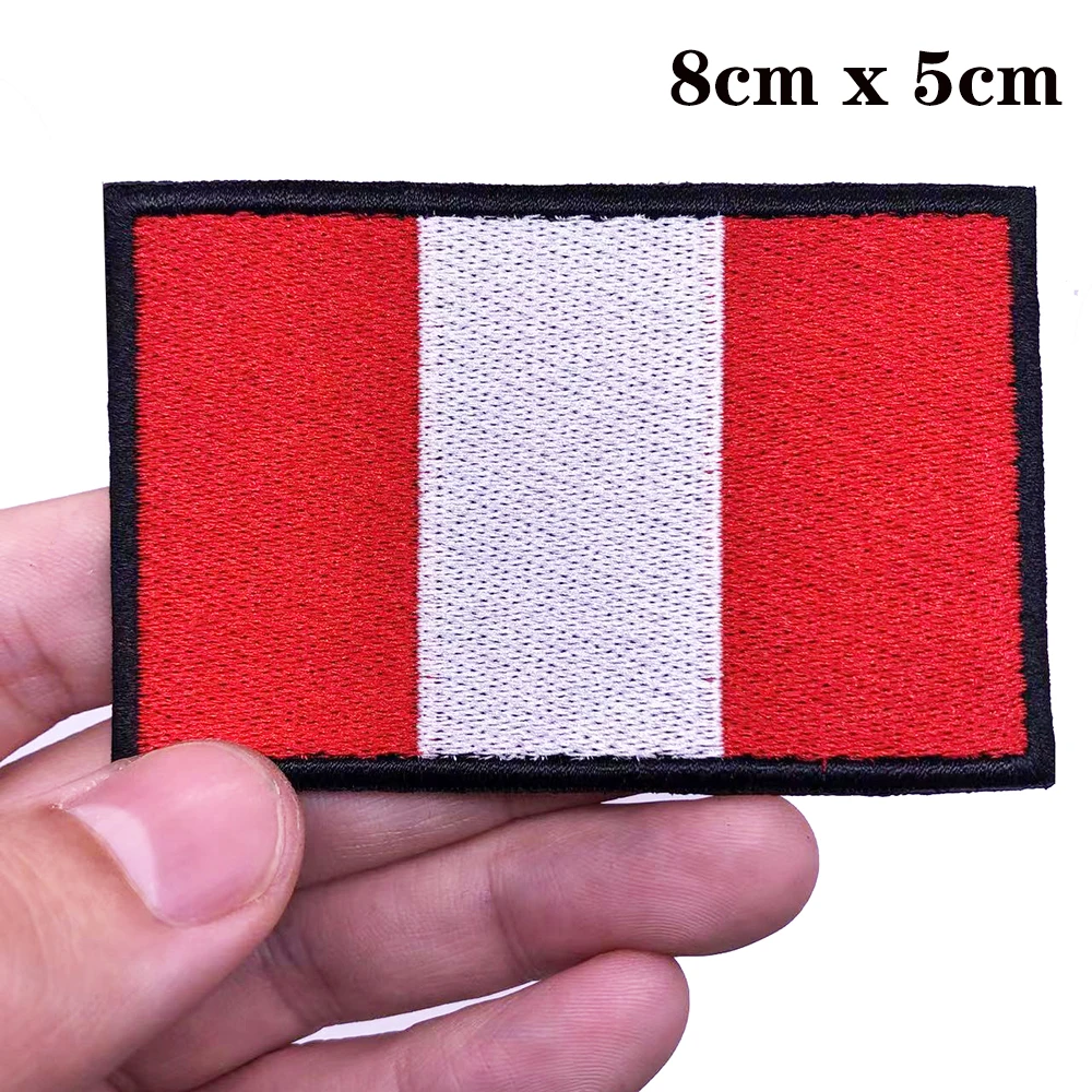 Banda de brazo con bandera de Perú, parche bordado de Velcro o planchado, insignia de tela, raya Moral militar, 1 unidad