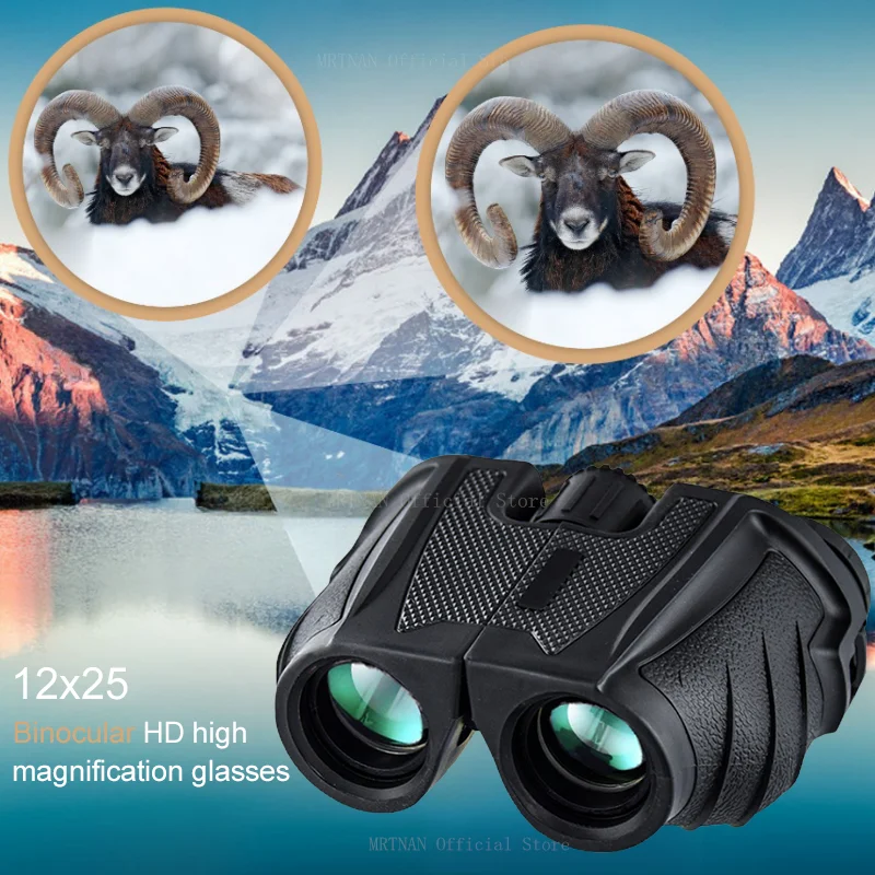 Binoculares 12X25 HD profesionales Mini telescopio de observación portátil para acampar telescopio óptico al aire libre para viajes de caza - imagen 3