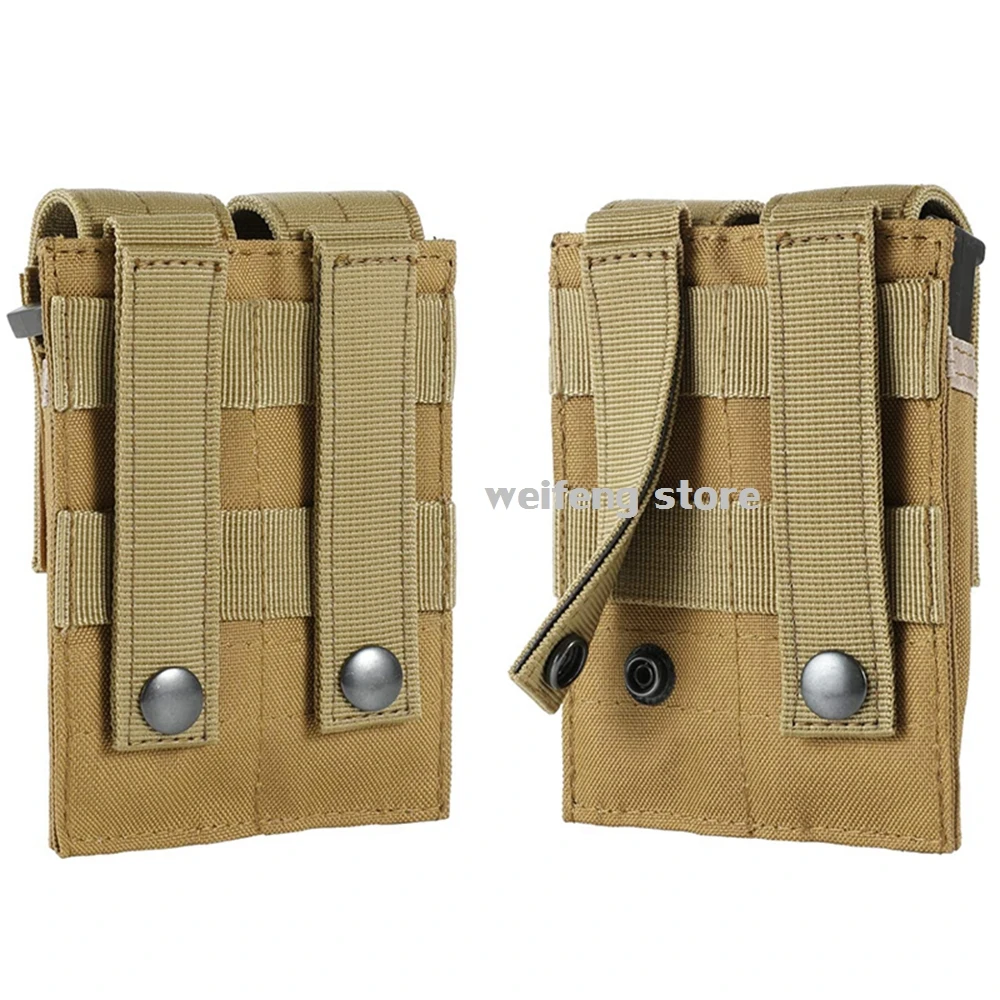 Bolsa para revistas de 9mm, bolsa táctica individual doble Mag, bolsa para revistas abierta Molle para exteriores para Glock M1911 92F, bolsa para antorcha, bolsa Triple - imagen 4