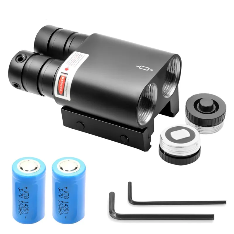 Luz láser táctica apta para riel Picatinny de 20mm, linterna láser con batería incluida, Combo de luz láser de caza