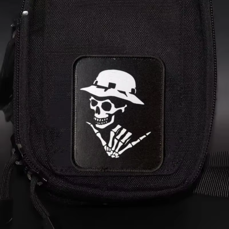 Parche táctico calavera con velcro – Insignia de moral para mochila