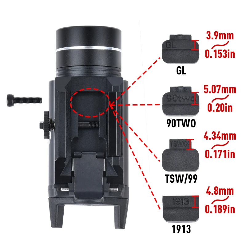 WADSN-linterna de Metal T-1HL con láser de punto rojo y verde, estroboscópica luz blanca, para caza, Airsoft, colgante para riel de 20MM - imagen 5