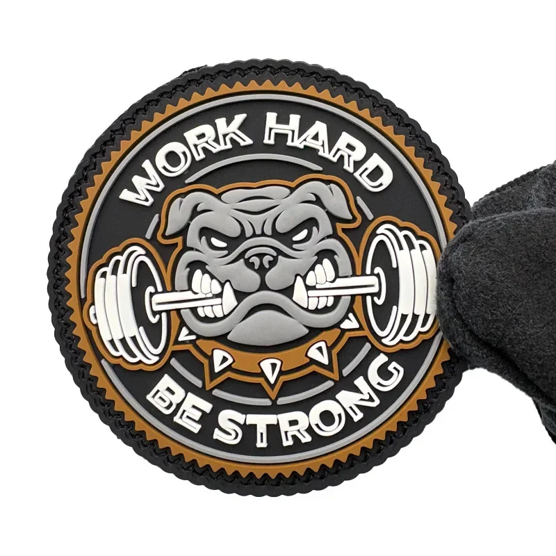 Parche de PVC para trabajo duro, fuerte, gancho y bucle táctico para Fitness, insignia de moral, mochila, pegatina decorativa, parches DIY para ropa - imagen 4