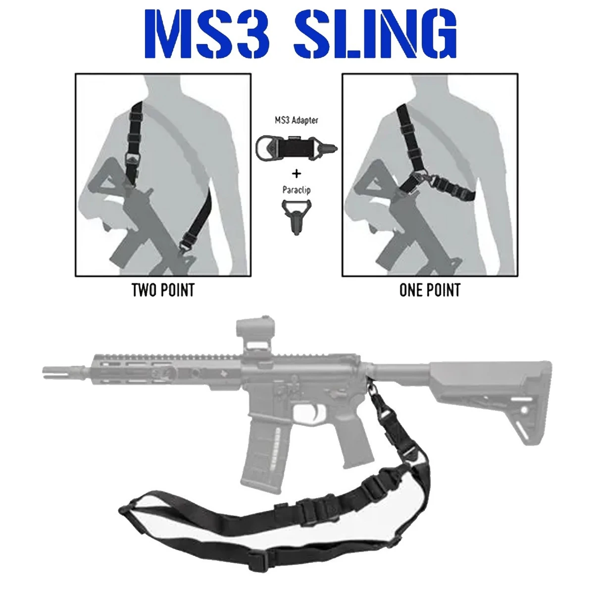 AR15 M4 M16 HK416 AK47 armas de Rifle de carabina MS3 eslinga de Rifle táctico caza Clip de Metal correa de pistola de montaje correas de pistola de M-LOK de seguridad