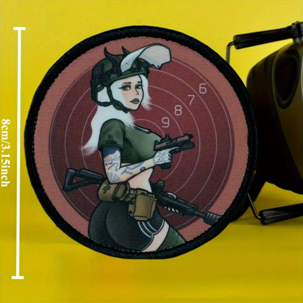 Parche táctico para chica de tiro al objetivo, parches de gancho y bucle impresos, insignia de moral militar, apliques, brazalete, pegatinas para mochila - imagen 3