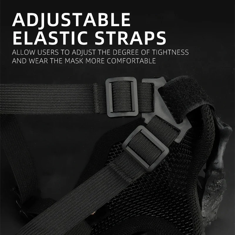 Máscara táctica de media cara para caza, colmillos, Cosplay, máscara de Halloween, protección transpirable, CS Wargame, accesorios Airsoft - imagen 4