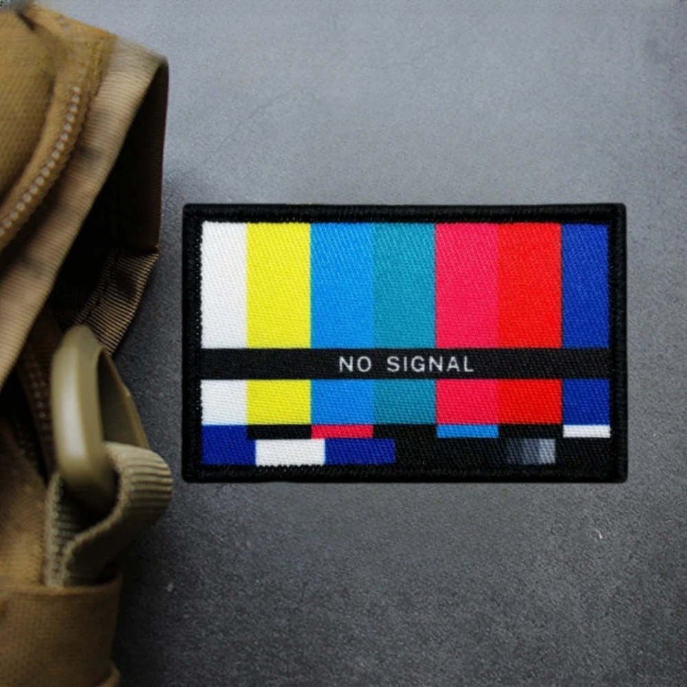 Insignia de moral sin señal de finales de la noche, parche militar de TV, táctica pegatina de mochila, Impresión de parches de gancho y bucle, 404 - imagen 4
