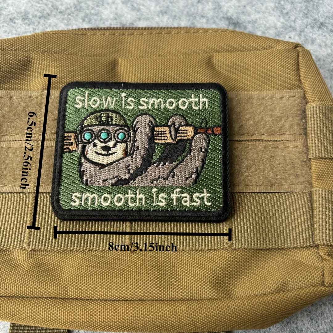 Lento es suave, suave, es rápido parche táctico perezoso bordado gancho y bucle emblema insignia de moral militar brazalete mochila pegatinas - imagen 3
