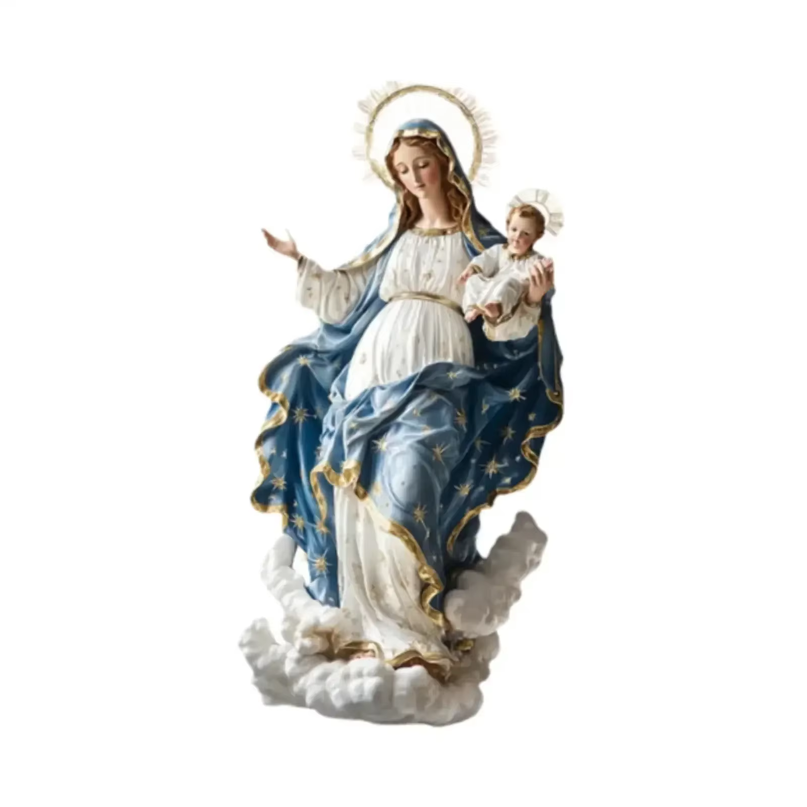 Figura Virgen María con Niño Jesús de decoración navideña para mesa - imagen 4
