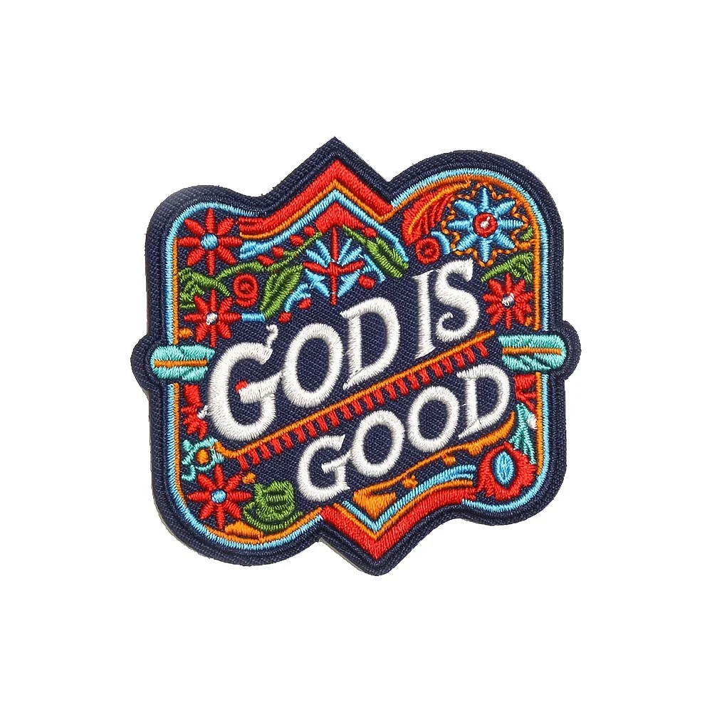 Parche de Velcros bordado "Dios Is Good", sujetador adhesivo de gancho y bucle, insignia militar táctica para mochila Molle, 1 ud.