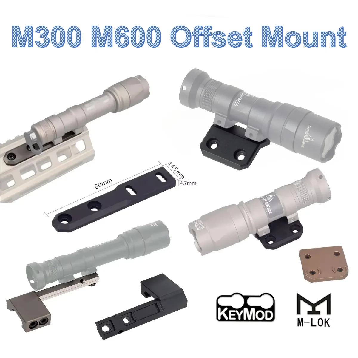 Serie ARIS táctica Surefire M300 M600 montaje de explorador compensado M lok Keymod SMR Base de riel caza Airsoft soporte para linterna - imagen 3