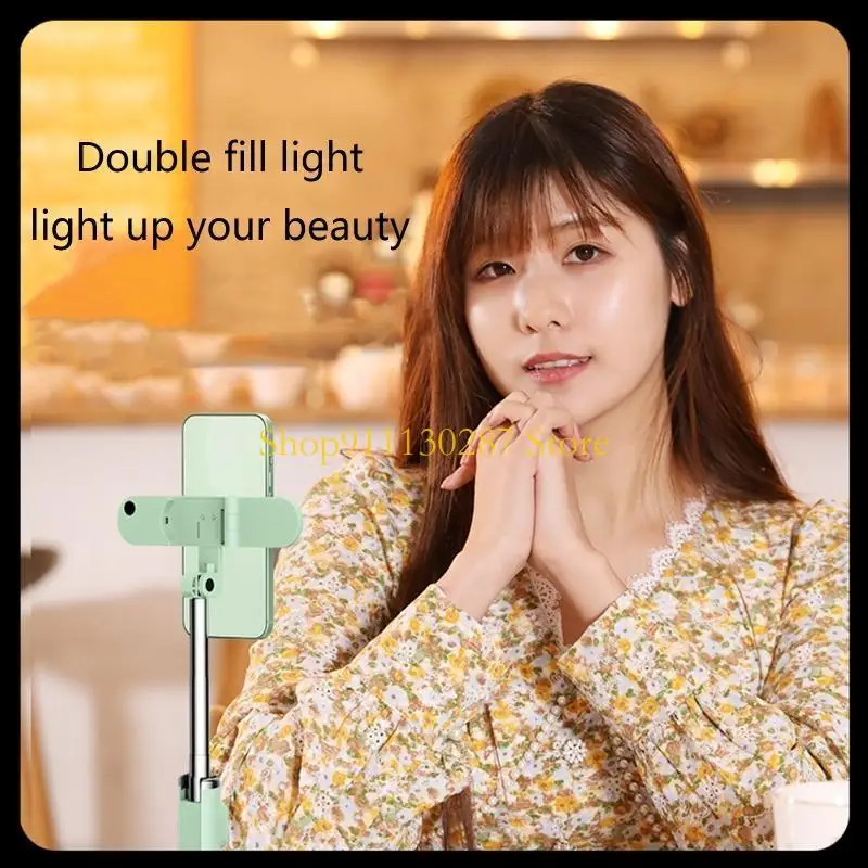 J1HC Mini trípode/palo Selfie soporte Metal para teléfono extensible con luz relleno - imagen 4