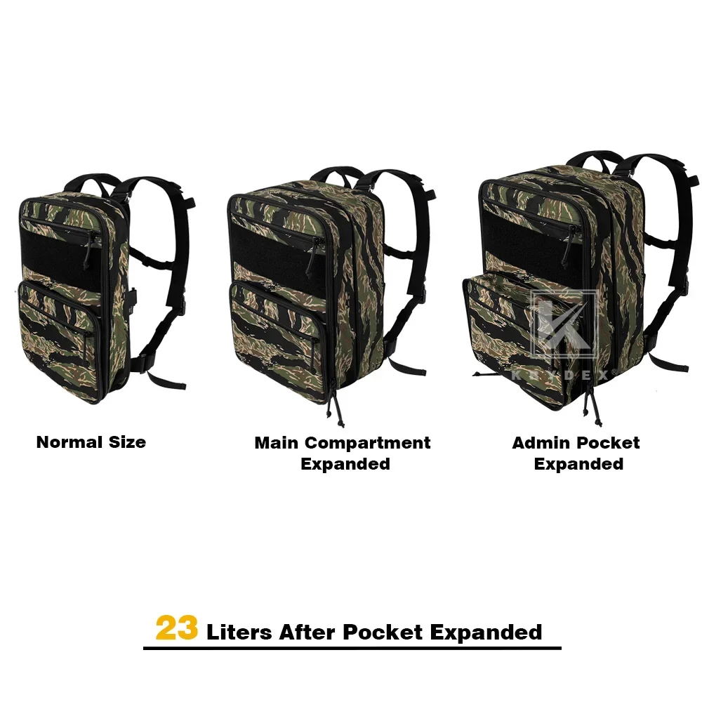 KRYDEX-mochila táctica Flatpack D3, paquete de asalto expandible de 23L, correa MOLLE de hidratación, paquete EDC de viaje, accesorios de caza - imagen 4