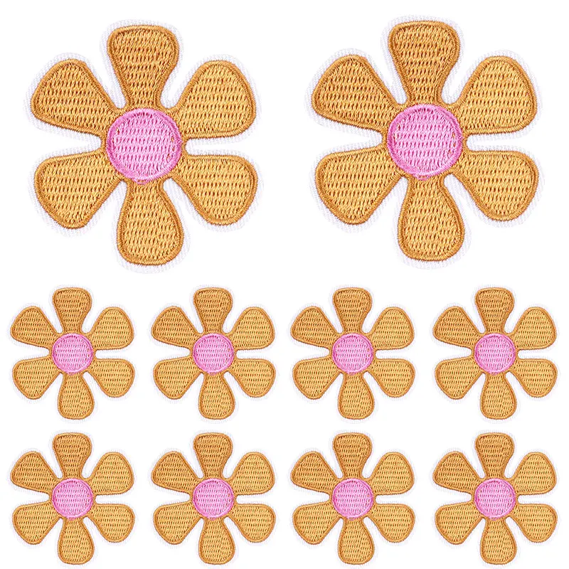 Parche de dibujos animados para planchar en la ropa, parches bordados de flores de arcoíris de diamantes, ropa, chaqueta, costura DIY, 10 unids/lote - imagen 5