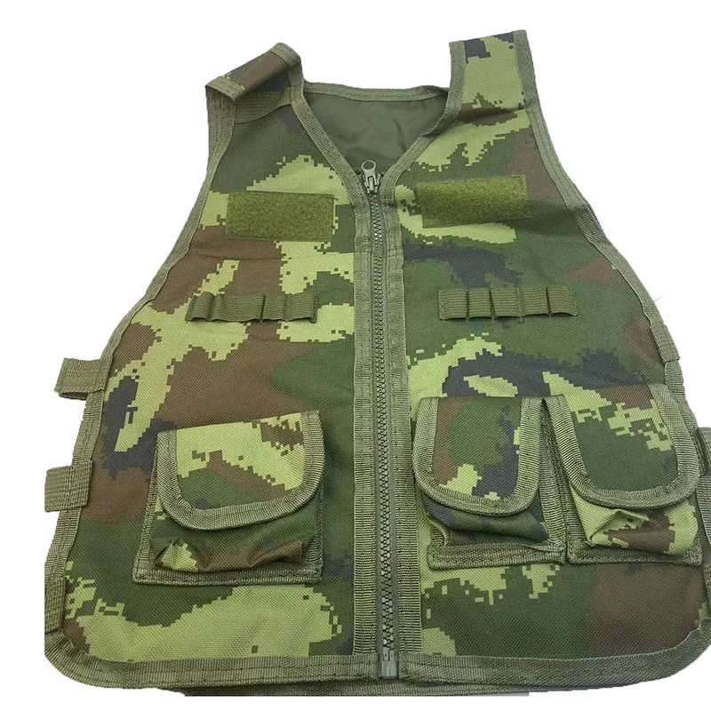 Chaleco militar con múltiples bolsillos para niños, chaleco de camuflaje transpirable de secado rápido para niños, chalecos de juego de caza y aventura al aire libre