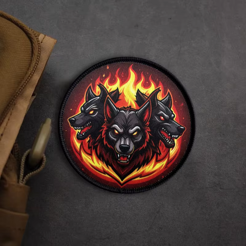Parche táctico Flame Hell Dog chevron moral con velcro - imagen 4