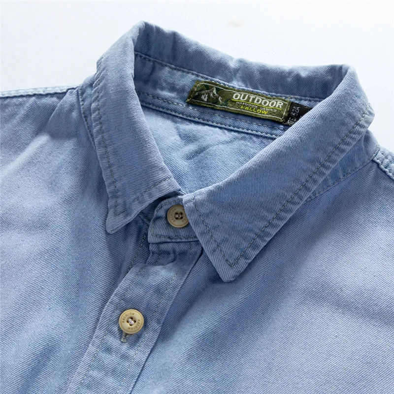 Camisa vaquera Vintage FURY de manga larga para hombre, camisa de carga informal, suave y cómoda, Tops bordados tácticos militares - imagen 4