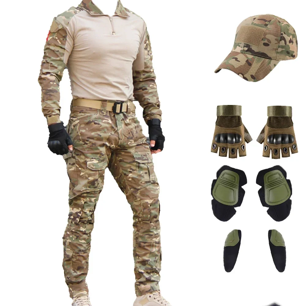 Uniforme táctico, traje de camuflaje, pantalones Cargo, trajes de entrenamiento, camisas de caza, pantalones, conjuntos de ropa de senderismo para hombres, pesca - imagen 2