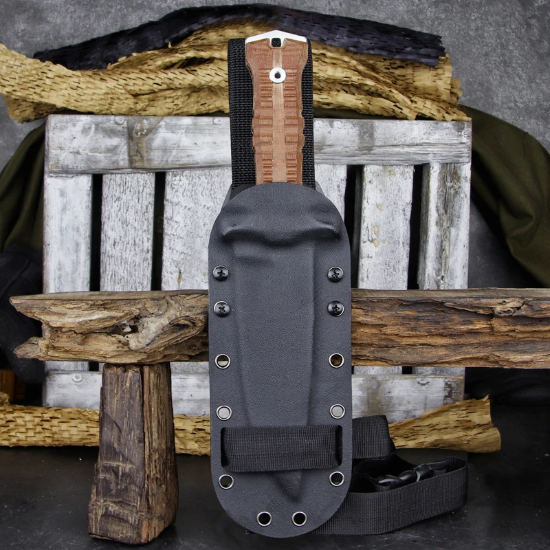 Cuchillo táctico LENGREN Dragon hoja fija acero Sleipner mango lino - imagen 5
