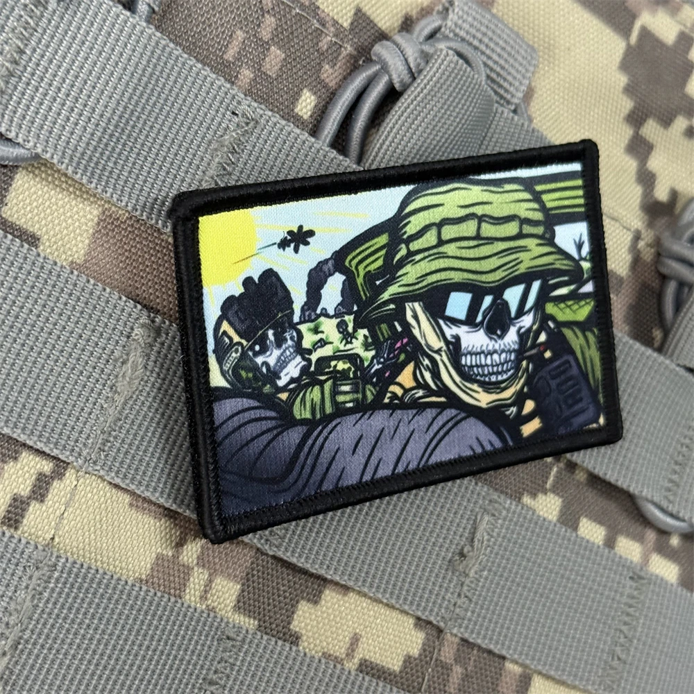 Parche "Fear and Hatred", calavera táctica, moral militar, apliques personalizados, pegatina para mochila, parches impresos con gancho para ropa - imagen 4