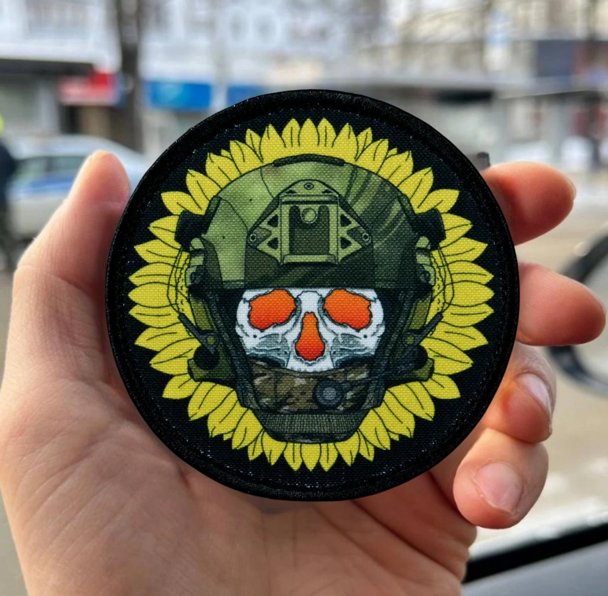 Parche de insignia de moral de girasol, parches tácticos de ejército para operaciones especiales, parches impresos de soldado esqueleto para ropa, pegatina para mochila - imagen 4