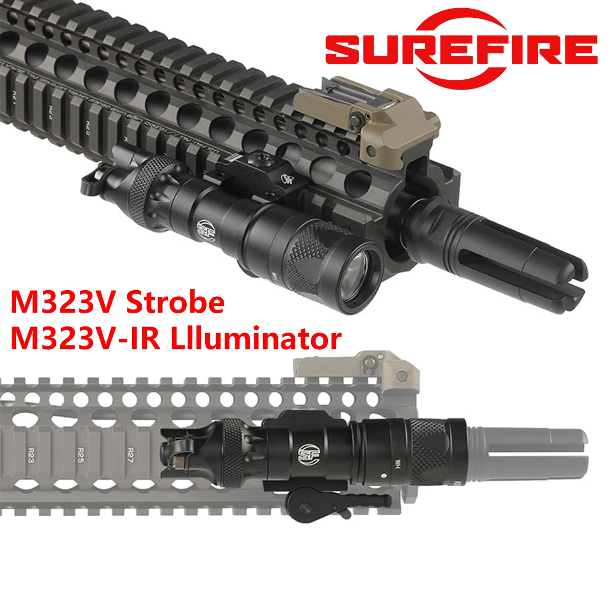 Luz de armas tácticas SureFire M600 M622V M323V IR Llluminator LED linterna de luz blanca con Base de liberación rápida compatible con riel de 20MM - imagen 2