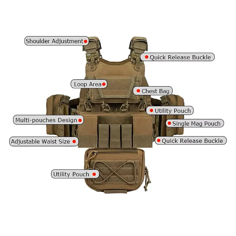 Chaleco táctico Yakeda 1000D Molle con bolsa de hidratación, equipo Chaleco de entrenamiento táctico, portador de placa - imagen 5