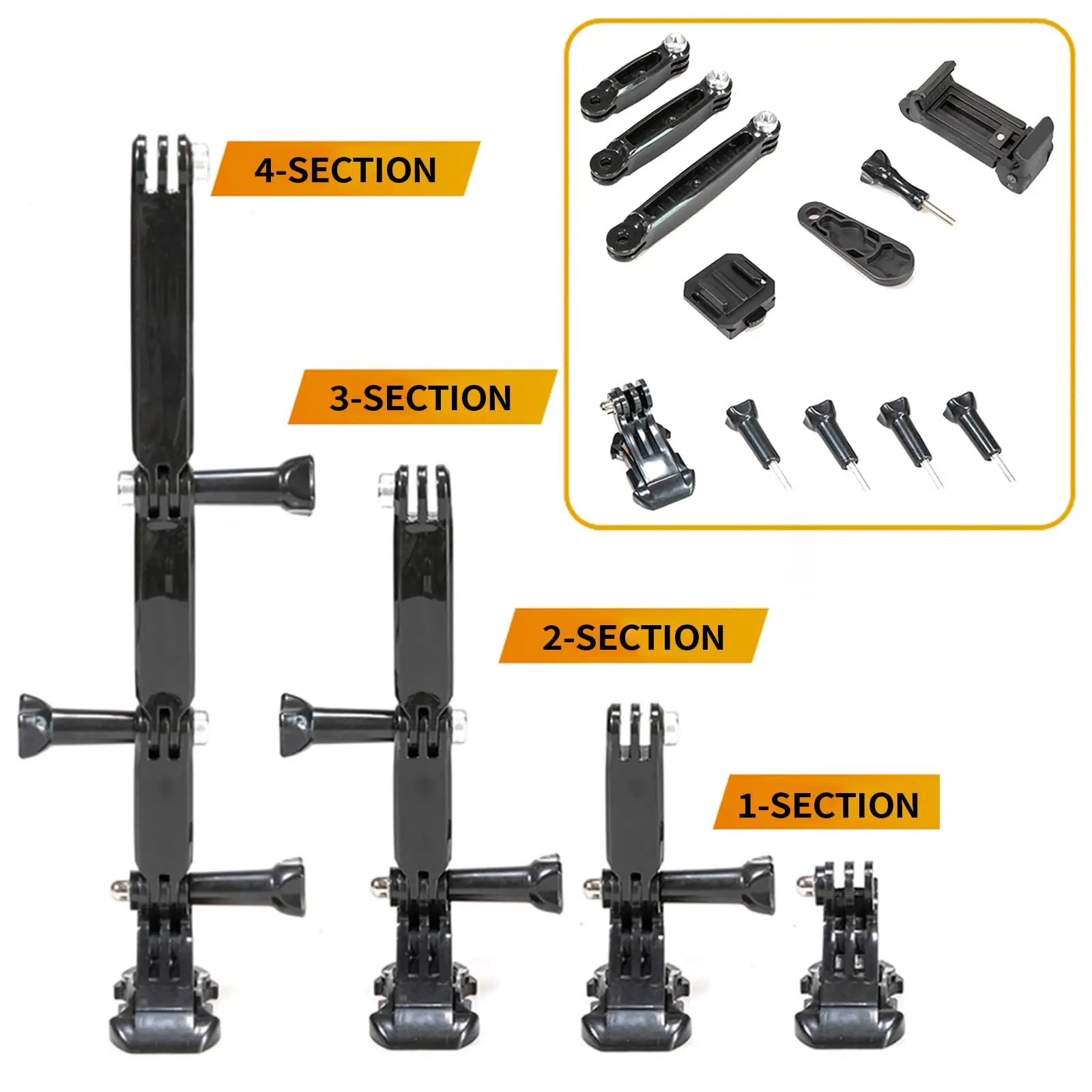 Casco Airsoft FAST, juego de montaje de brazo de 4 secciones para teléfonos/cámaras de acción, compatible con vista de primera persona, accesorios tácticos de tiro - imagen 3