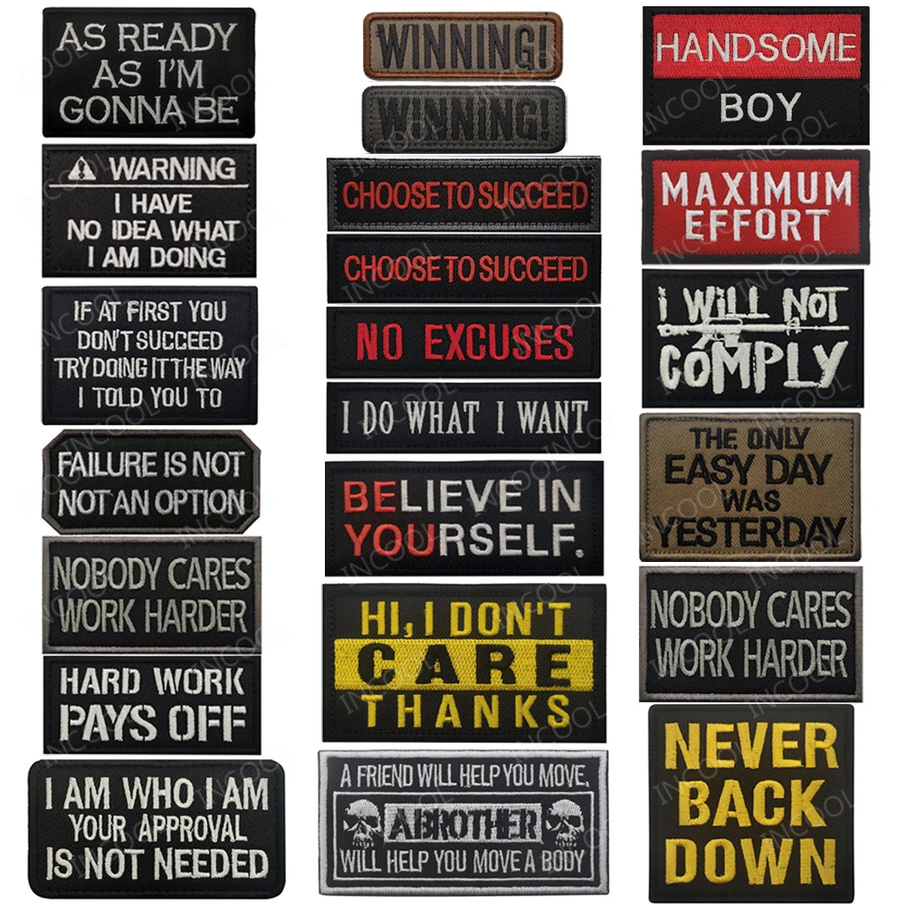 No capturará un niño guapo, esfuerzo éxito, trabajo duro, frases motivacionales ganadoras, palabras, parches bordados, insignias de apliques