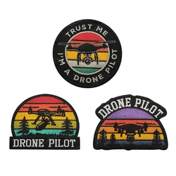 Parches bordados UAV Trust Me Drone piloto brazalete decorativo insignias tácticas apliques para mochila chaqueta accesorios de ropa