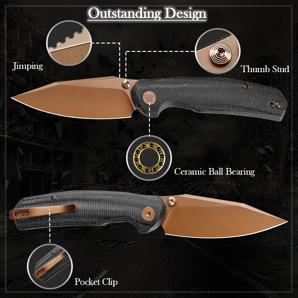 Cuchillo EDC TRIVISA Hornet-BM de Micarta para camping y pesca - imagen 3