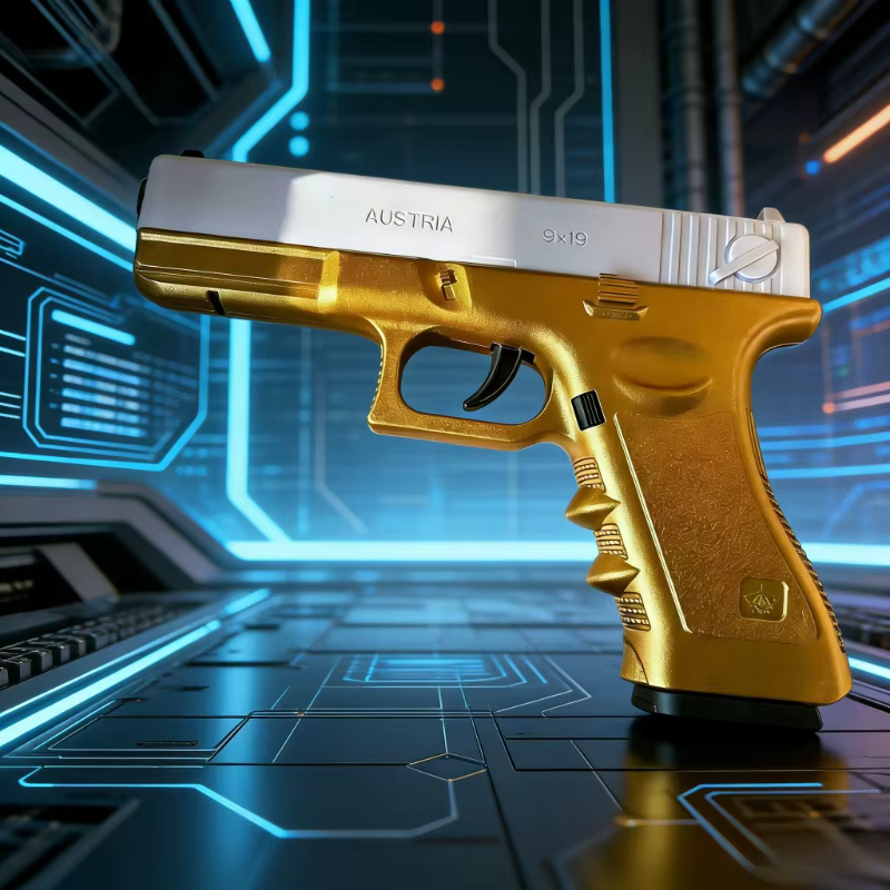 Pistola balines de goma suave dorada y plateada Premium - imagen 4