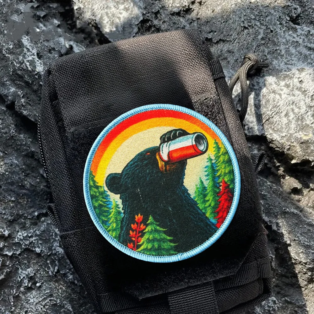 Parche Divertido de Oso Bebiendo Cerveza, Recuerdo para Campamento, Senderismo, Insignias de Moral para Chaquetas, Mochilas, Apliques de Parques Nacionales - imagen 5