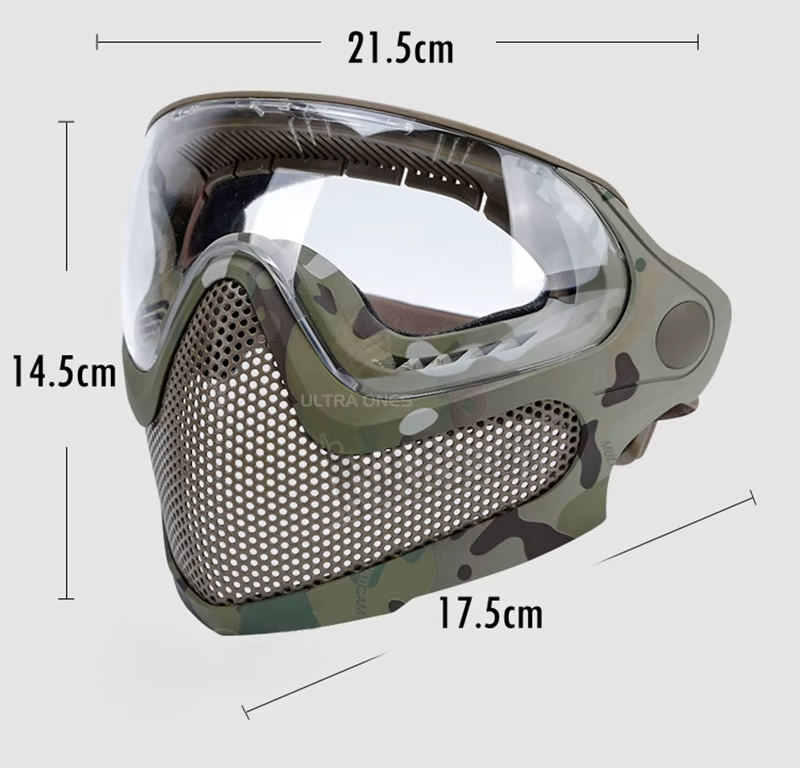 Máscara táctica airsoft - 3 lentes, malla de acero facial - imagen 5