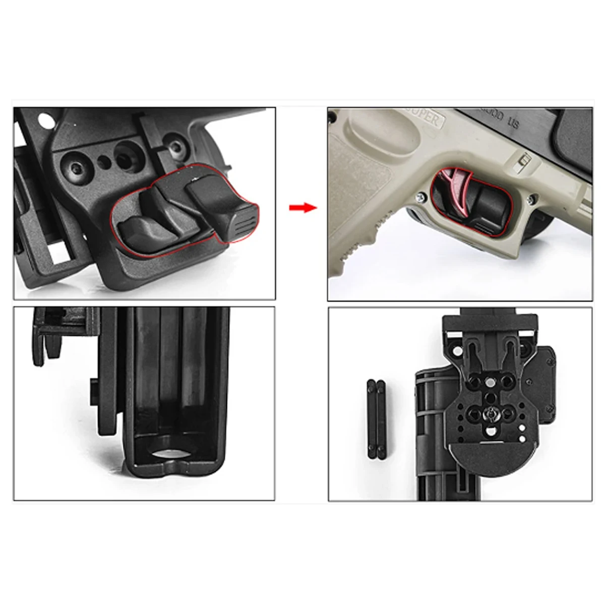 Funda de plástico nivel 3 de transporte rápido para pistola Gl0ck 17 19 22 34 diestros 0WB Clip de cinturón transporte con liberación rápida GK17/22 19/34 - imagen 5