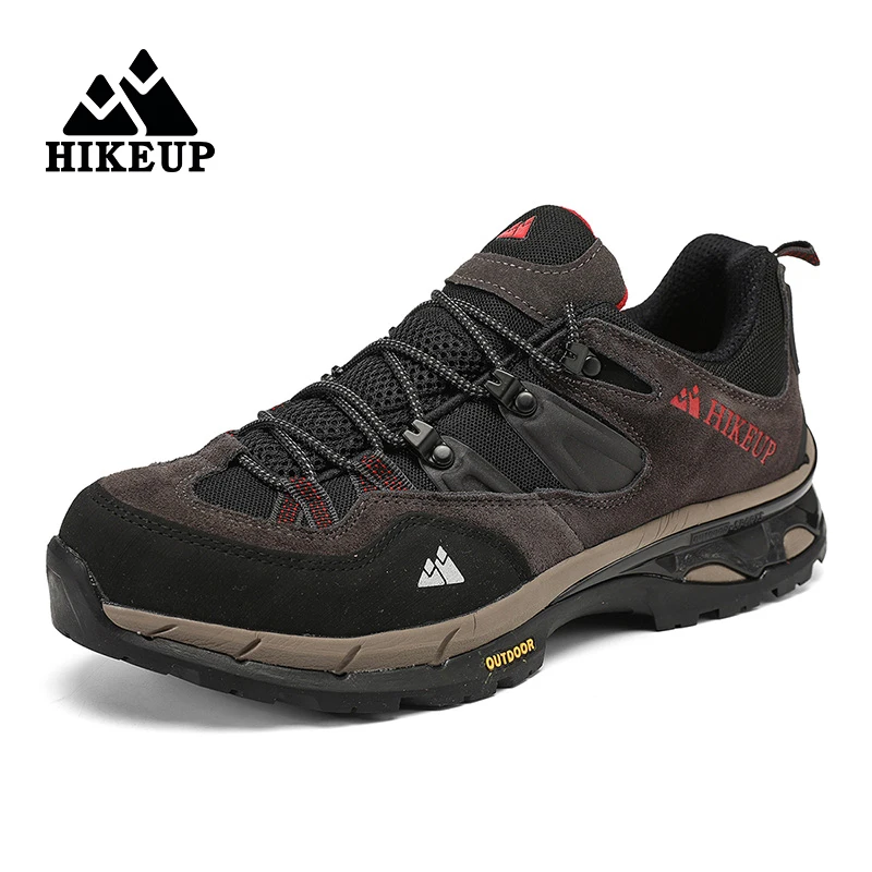 HIKEUP, recién llegado, zapatos de senderismo de cuero, zapatos deportivos al aire libre resistentes al desgaste para hombres, zapatillas de deporte con cordones para escalar, senderismo y cazar - imagen 3