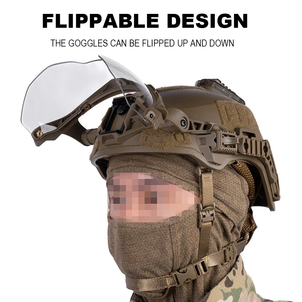 Casco táctico Wendy 3,0, gafas plegables para caza al aire libre, tiro, casco Airsoft, gafas de protección con montaje en riel, equipo de ciclismo - imagen 5