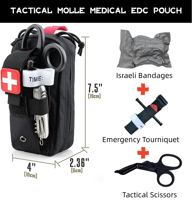 Molle EDC Bag EMT Vendaje de emergencia Torniquete Tijeras Botiquín de primeros auxilios Kit de supervivencia
