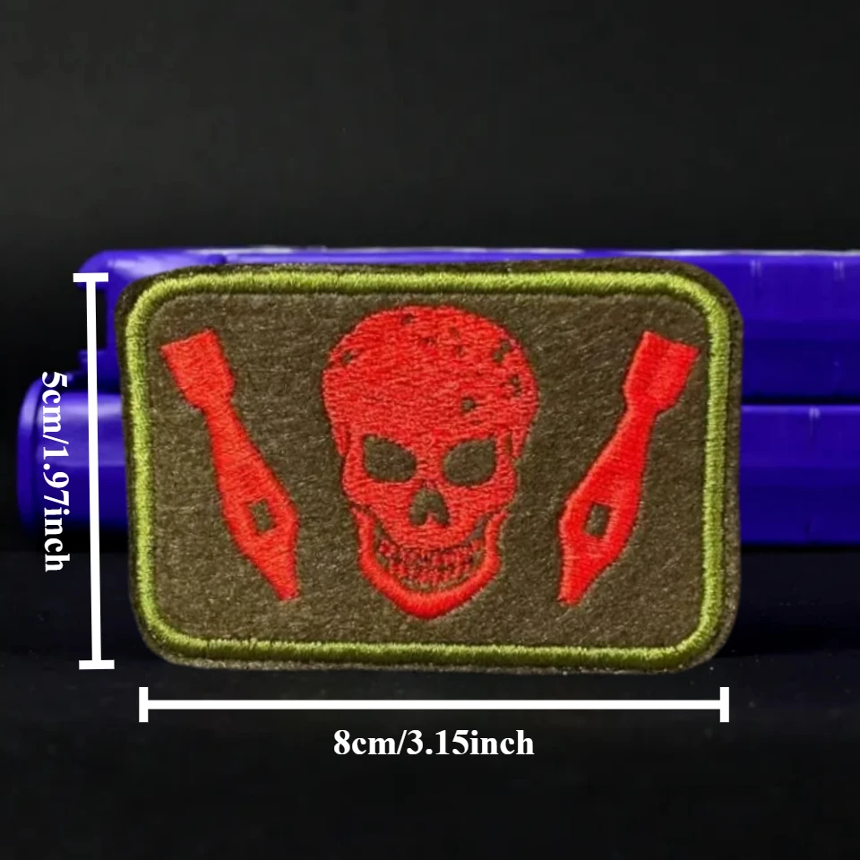 Parche bordado de moral táctica de calavera, parche de gancho y bucle, insignia del ejército militar, brazalete, pegatinas para mochila - imagen 3