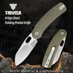 TRIVISA Lamb-03G cuchillo plegable EDC N690 G10 clip acampada