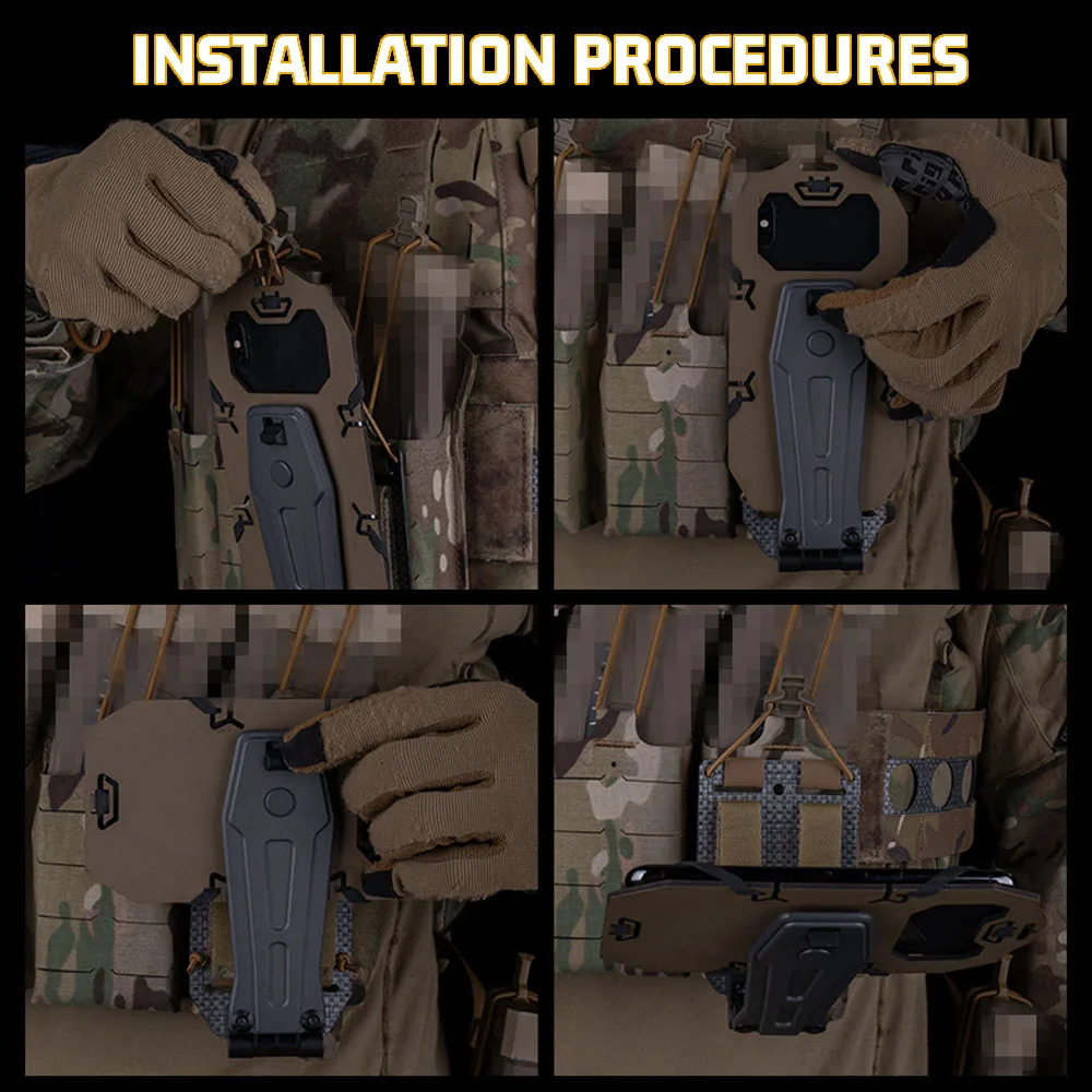 Soporte táctico MOLLE para teléfono, placa de caza Airsoft, accesorios para chaleco, tamaño de pantalla de 4,7 "-6,7", soporte Universal para el pecho del teléfono - imagen 5