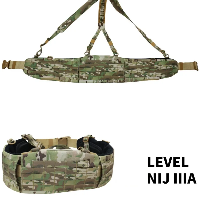 NIJ IIIA Cinturón táctico MOLLE a prueba de balas con correa en Y, nailon 1000D para equipo de supervivencia al aire libre - imagen 5