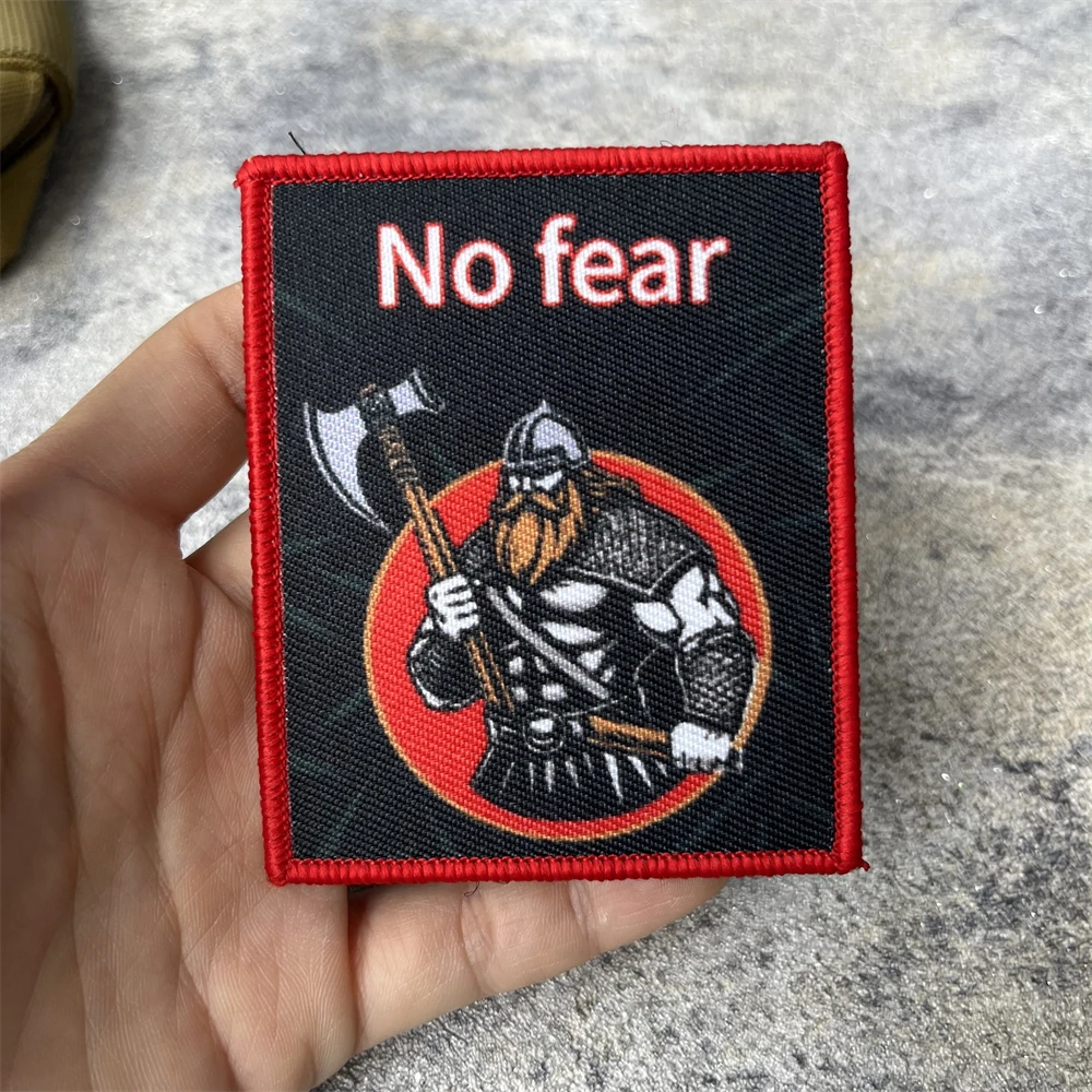Insignia de moral "No hay miedo", parche táctico, brazalete militar, gancho y bucle, mochila para exteriores, accesorios para sombrero, pegatinas