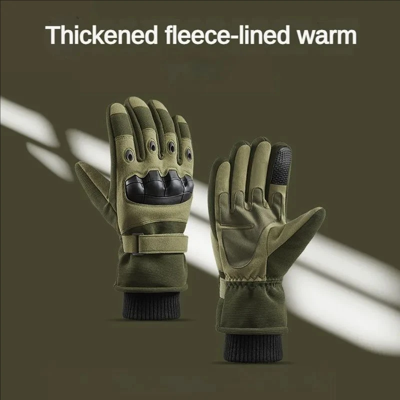 Guantes tácticos para caminar con dedos completos para caza y motocicleta de invierno, guantes deportivos protectores para esquiar, guantes para montar y montañero - imagen 3