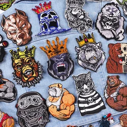 Parche bordado oso feroz - para ropa con plancha, estilo punk