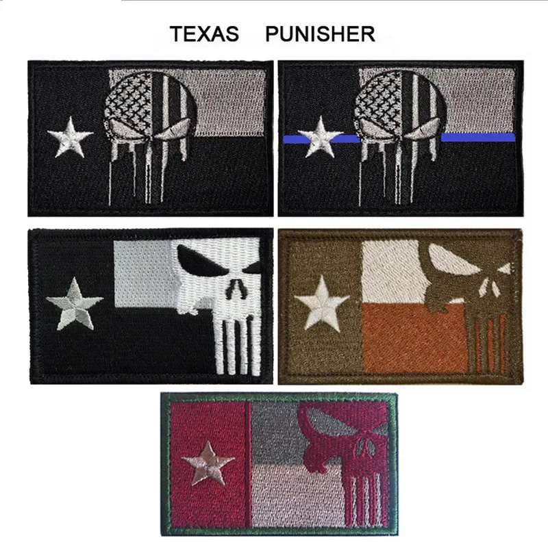 Bandera de Texas de EE. UU., insignia de bandera de Orquídea roja y blanca, parches militares para ropa, parche táctico, bordado de costura - imagen 2