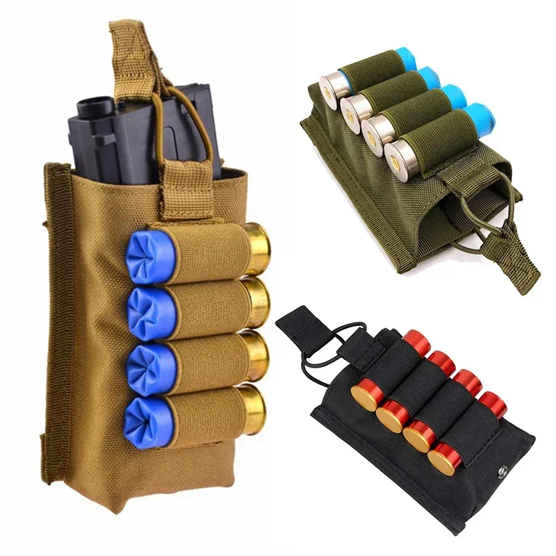 Taktische M4 M16 AR15 Magazintasche Molle Single Mag Pouch Bag Open Top Rifle 5,56 mm Magazintasche mit 12-Gauge Shell-Halter - imagen 3