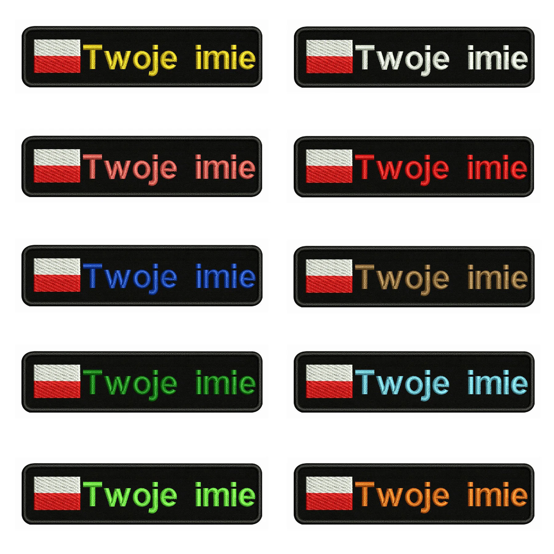 Bandera polaca Polonia 10X2,5 cm bordado nombre personalizado texto parche rayas insignia hierro o parches